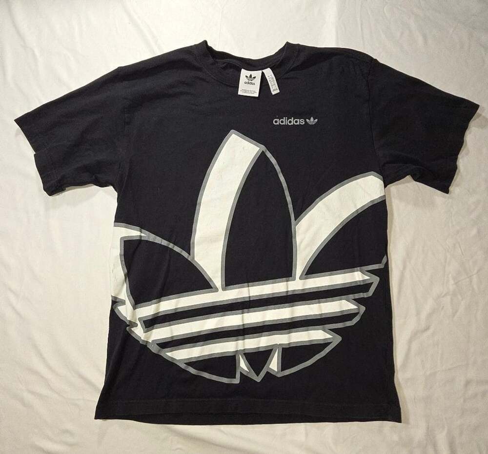 Adidas Outline Tee Size L Black Cotton T-Shirt